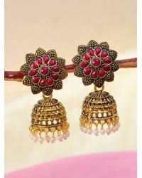 Buy Online Crunchy Fashion Earring Jewelry Crunchy Fashion Classic Yellow Pearl Gold Enamel Jhumki Earrings RAE2133 Jhumki RAE2133
