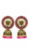 Gold Plated Pink Royal Kundan Peacock Jhumka Earrings RAE0950