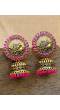 Gold Plated Pink Royal Kundan Peacock Jhumka Earrings RAE0950