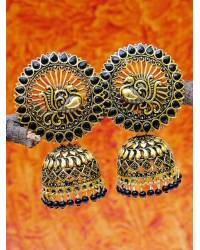 Buy Online Crunchy Fashion Earring Jewelry Crunchy Fashion Gold-plated Handmade Blue  Stone Mirror Work Jhumka Earring RAE2064 Ethnic Jewellery RAE2064