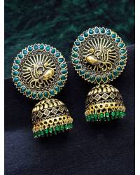 Buy Online Royal Bling Earring Jewelry Crunchy Fashion Gold-Plated Black Antique Peacock Jhumki Earrings RAE2053 Ethnic Jewellery RAE2053