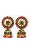 Gold Plated Red Royal Kundan Peacock Jhumka Earrings RAE0955