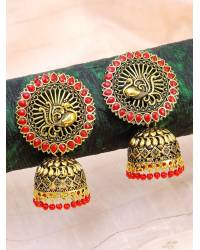 Buy Online Crunchy Fashion Earring Jewelry Ethnic Gold-Plated White Pearl & Stone Studded Jhumki Earrings RAE1622 Jewellery RAE1622