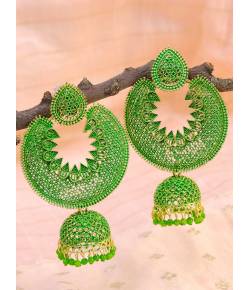 Gold Plated Chandabali Jhumki Jalidar Style Earring RAE0956