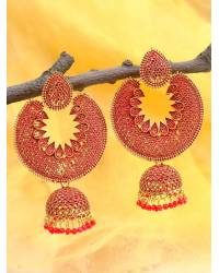 Buy Online Royal Bling Earring Jewelry Crunchy Fashion Gold-Plated Meenakari Green Floral  Dangler Jhumki Earrings RAE2038 Ethnic Jewellery RAE2038