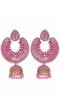 Gold Plated Chandabali Jhumki Pink  Jalidar Style Earring RAE0958