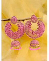 Buy Online Royal Bling Earring Jewelry Gold-plated Peach Round Check square  Design Jhumka Earrings RAE1558 Jewellery RAE1558