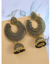 Buy Online Crunchy Fashion Earring Jewelry Crunchy Fashion Gold-Plated Brown Stone & Pearl Jhumka Jhumki Earrings RAE2001 Jewellery RAE2001