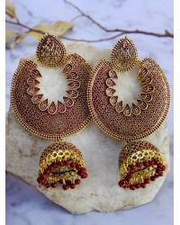 Buy Online Royal Bling Earring Jewelry Traditional Dangler Red Long chain With White Pearls Earrings RAE1009 Jewellery RAE1009