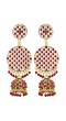 Gold Plated Round Shape Jali Style White Earrings RAE0965