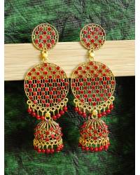 Buy Online Royal Bling Earring Jewelry Stylish Green Pearl Drops Doli-Palki Kundan Earrings With Ear Drops & Danglers RAE2392