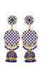 Gold Plated Round Shape Jali Style Navy Blue Earrings RAE0966