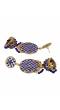 Gold Plated Round Shape Jali Style Navy Blue Earrings RAE0966