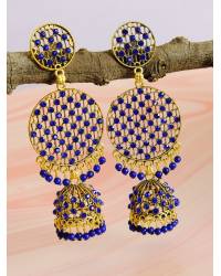 Buy Online Royal Bling Earring Jewelry Crunchy Fashion Gold-Tone Blue Stone Leaf Style Jhumka Earrings RAE2324 Drops & Danglers RAE2324