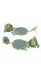 Gold Plated Round Shape Jali Style Blue Earrings RAE0967