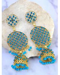 Buy Online Royal Bling Earring Jewelry Gold-plated Black Kundan Design Jhumki Earrings RAE1605 Jewellery RAE1605