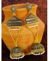 Buy Online Royal Bling Earring Jewelry Gold-Plated  Dark Green Color Kundan Drop & Dangler Earrings RAE1425 Jewellery RAE1425