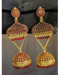 Buy Online Royal Bling Earring Jewelry Gold-plated Enamelled  Peach Peacock Earrings RAE1491 Jewellery RAE1491