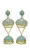 Traditional Indian Gold Plated SeaGreen Temple Style Jhumka Earring RAE0975