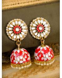 Buy Online Crunchy Fashion Earring Jewelry Gold plated  Red Kundan Jhumka Earrings RAE0776 Jewellery RAE0776