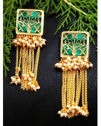Buy Online Crunchy Fashion Earring Jewelry Kundan Maharani Danglers-Maroon Jewellery CFE0193