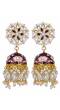 Meenakari Gold Plated Kundan Maroon Jhumka Earrings With Pearls RAE1024