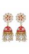 Meenakari Gold Plated Kundan Jhumka Earrings With Long  Pearls  RAE1025
