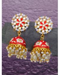 Buy Online Royal Bling Earring Jewelry Traditional Gold-Tone Royal Pink Peacock Pearl Earrings RAE1588 Jhumki RAE1588