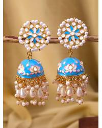 Buy Online Royal Bling Earring Jewelry Gold-Plated Chandbali Red Meenakari Style With Pearls RAE0782 Jewellery RAE0782
