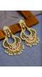 Gold plated Kundan Meenakari Dangler  Earrings RAE1029