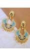 Gold plated Kundan Meenakari Dangler  Earrings RAE1031