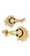 Designer Studded Gold Plated Kundan Black Earrings With White Pearls RAE1035