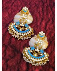 Buy Online Royal Bling Earring Jewelry Gold-Plated Leaf Meenakari Jhumka Red Stone Earrings RAE1318 Jewellery RAE1318