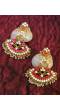 Designer Studded Gold Plated KundanPink  Earrings With White Pearls RAE1037