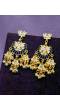 Indian Traditional  Meenakari Enamel Kundan Pearl White Lotus Chandbali Earrings Beads Handwork   RAE1042