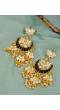 Traditional  Meenakari Enamel Kundan Pearl White Lotus Chandbali Earrings RAE1043