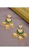 Indian Traditional Meenakari Enamel Kundan Pearl White Lotus Chandbali Earrings Beads Handwork  RAE1044