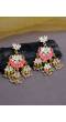 Indian Traditional Meenakari Enamel Kundan Pearl White Lotus Chandbali Earrings  Handwork  RAE1045 