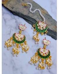 Buy Online Crunchy Fashion Earring Jewelry Floral Red Pearl Meenakari & Kundan Work Jhumki Earrings RAE1591 Jewellery RAE1591