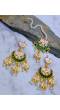 Indian Traditional Meenakari Enamel Kundan Pearl White Lotus Chandbali Earrings & Maang Tika Set RAE1051t  Handwork  