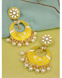 Buy Online Royal Bling Earring Jewelry Gold kundan Dangler Jhumki Earrings With White Pearls RAE1455 Jewellery RAE1455