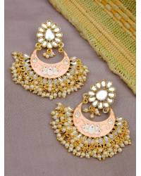 Buy Online Crunchy Fashion Earring Jewelry Crunchy Fashion Gold-Plated Lotus Floral stud  Black Meenakari & Pearl Earrings  Jewellery RAE1710