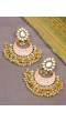 Gold-Plated Meenakari Chandbali Kundan Floral Pink Earrings With Pearls RAE1060