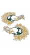Gold-Plated Meenakari Chandbali Floral Green  Earrings With Pearls RAE1061
