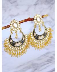 Buy Online Royal Bling Earring Jewelry Gold-Plated Concentric Texture Stone Design Peach Pearl Dangler Earrings RAE1864 Jewellery RAE1864
