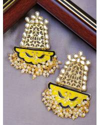 Buy Online Crunchy Fashion Earring Jewelry Retro Gold Jhumka Peach Beads Long Chain Tassel Hangers Earrings RAE1789 Earrings RAE1789