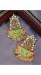 Meenakari Antique pasha Design Style Green Gold-Plated Earrings With Pearls RAE1064