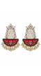 Meenakari Antique pasha Design Style Red Gold-Plated Earrings  With Pearls RAE1065