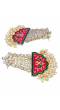 Meenakari Antique pasha Design Style Red Gold-Plated Earrings  With Pearls RAE1065