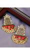 Meenakari Antique pasha Design Style Red Gold-Plated Earrings  With Pearls RAE1065